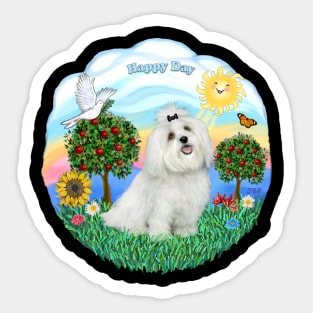 "Happy Day" Maltese Cutie in the Country Sticker